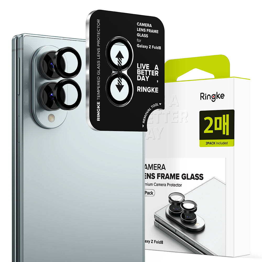 Ringke bakkameraskyddsfilm för Samsung Galaxy Z Fold8 F971, härdat glas, set med 2 stycken, svart