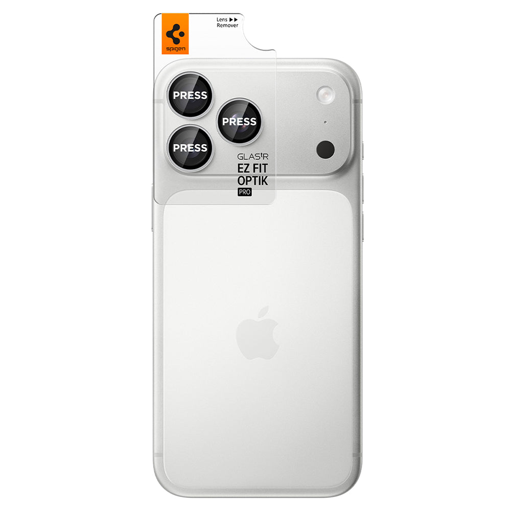 Skyddsfilm för bakre kamera Spigen GlastR EZ FIT Optik Pro för Apple iPhone 18 Pro / 18 Pro Max, härdat glas, set om 2 stycken, silver