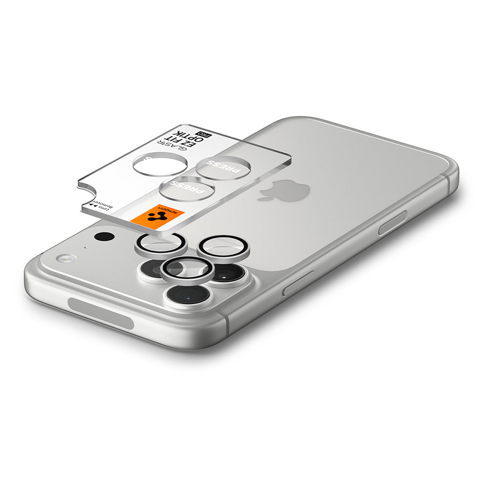 Skyddsfilm för bakre kamera Spigen GlastR EZ FIT Optik Pro för Apple iPhone 18 Pro / 18 Pro Max, härdat glas, set om 2 stycken, silver