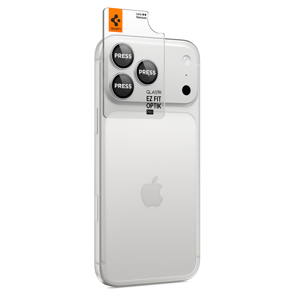Skyddsfilm för bakre kamera Spigen GlastR EZ FIT Optik Pro för Apple iPhone 18 Pro / 18 Pro Max, härdat glas, set om 2 stycken, silver