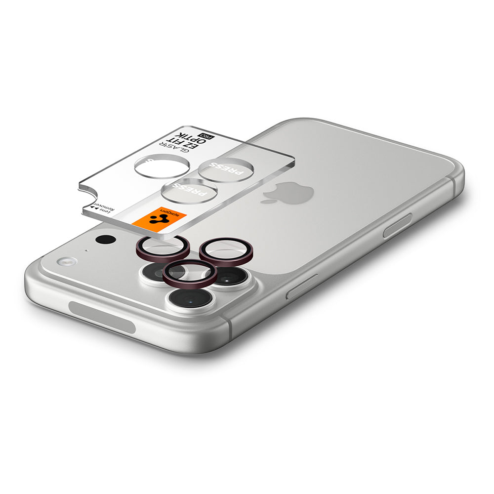 Skyddsfodral för bakre kamera Spigen GlastR EZ FIT Optik Pro för Apple iPhone 18 Pro / 18 Pro Max, härdat glas, set med 2 stycken, vinröd