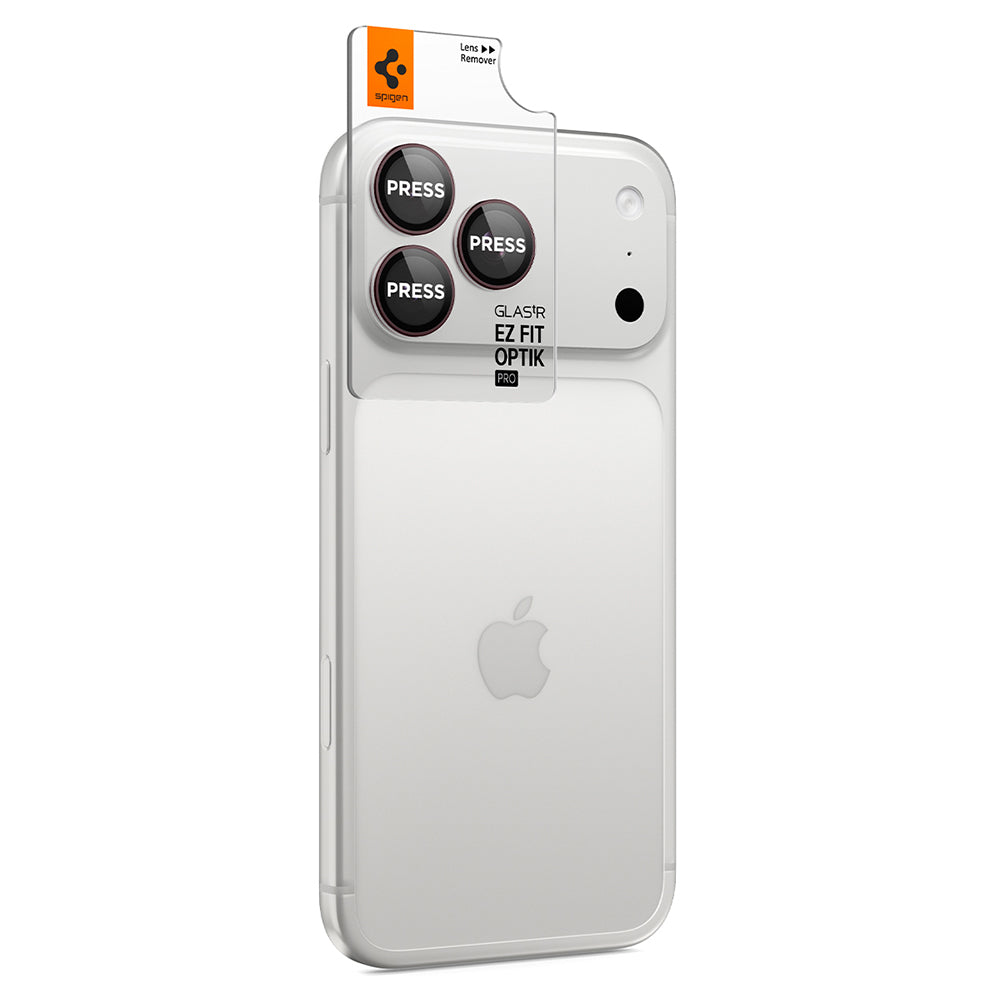 Skyddsfodral för bakre kamera Spigen GlastR EZ FIT Optik Pro för Apple iPhone 18 Pro / 18 Pro Max, härdat glas, set med 2 stycken, vinröd