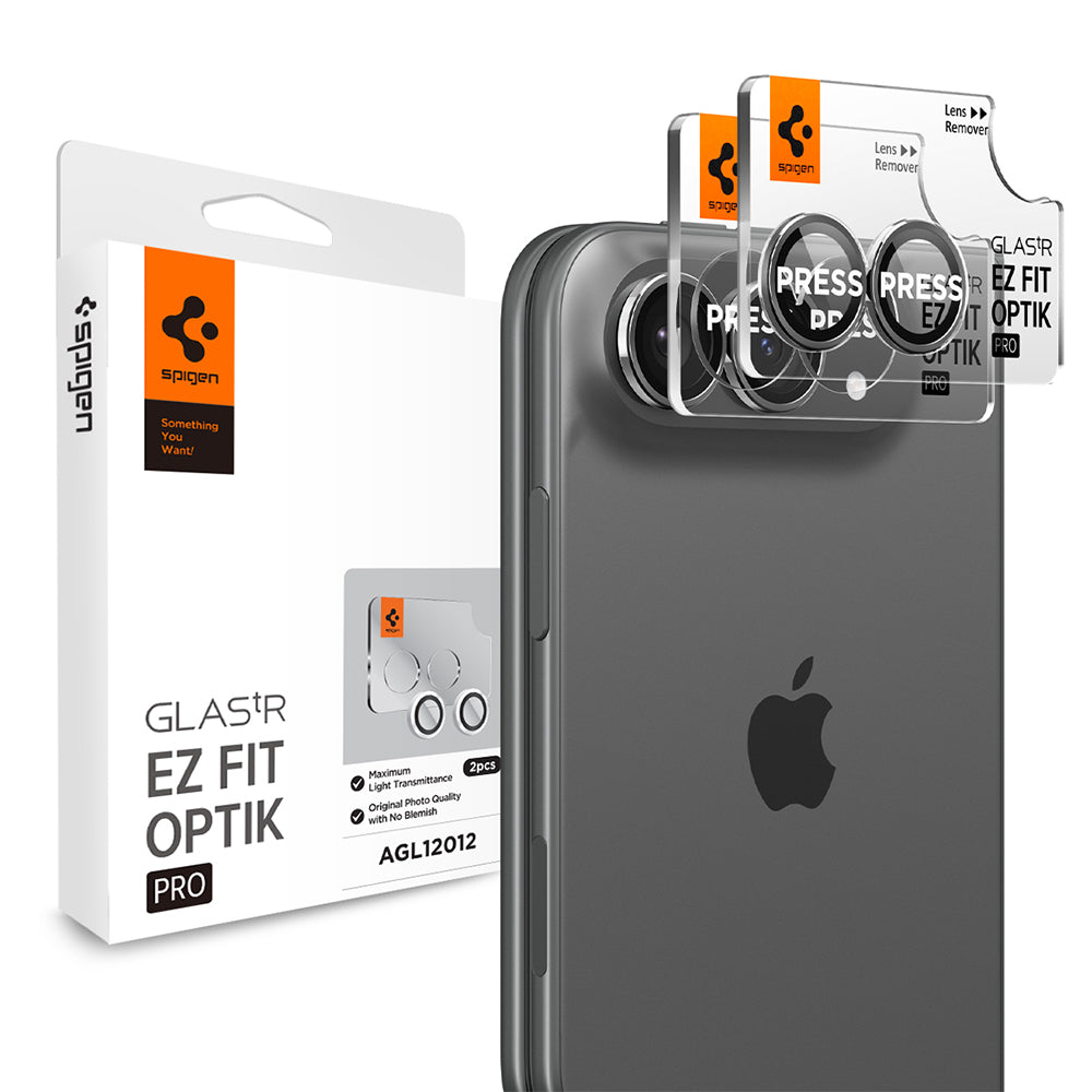 Skyddsfilm för bakre kamera Spigen GlastR EZ FIT Optik Pro för Apple iPhone Duo, härdat glas, set om 2 stycken, grå AGL12012