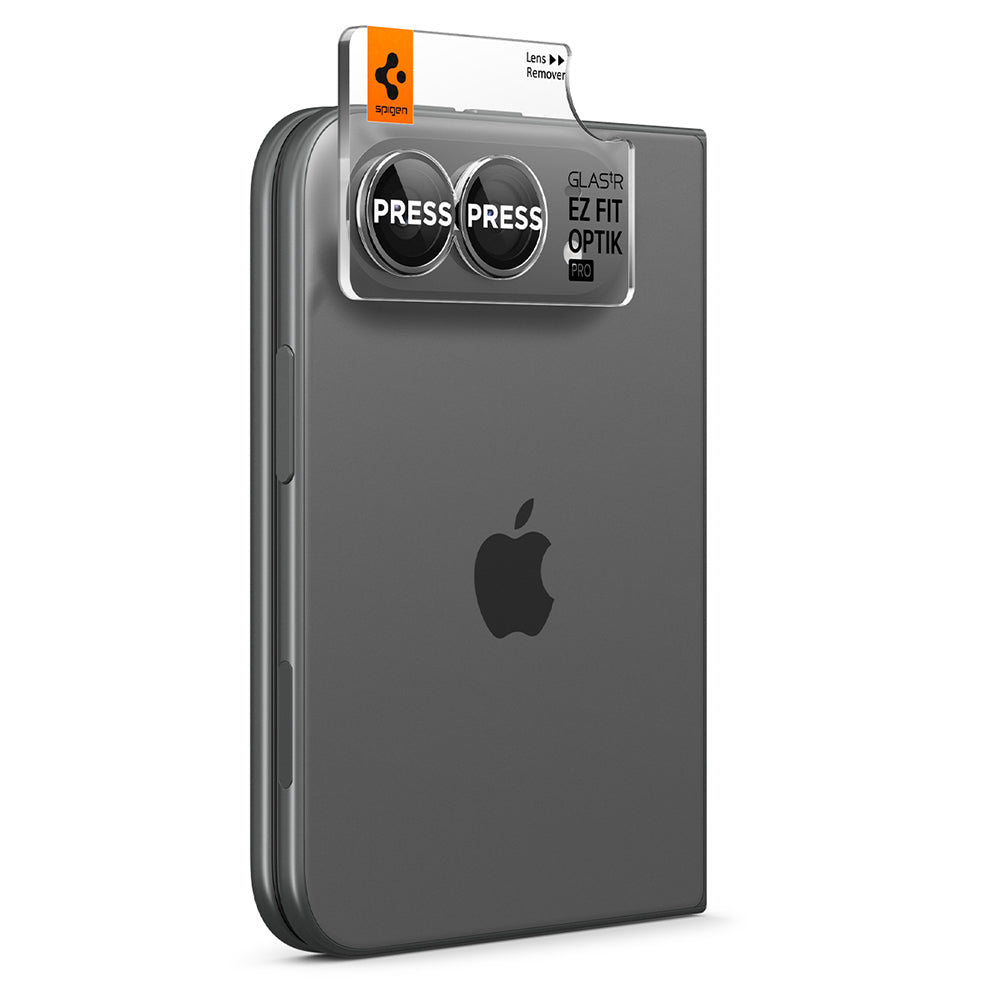 Skyddsfilm för bakre kamera Spigen GlastR EZ FIT Optik Pro för Apple iPhone Duo, härdat glas, set om 2 stycken, grå AGL12012