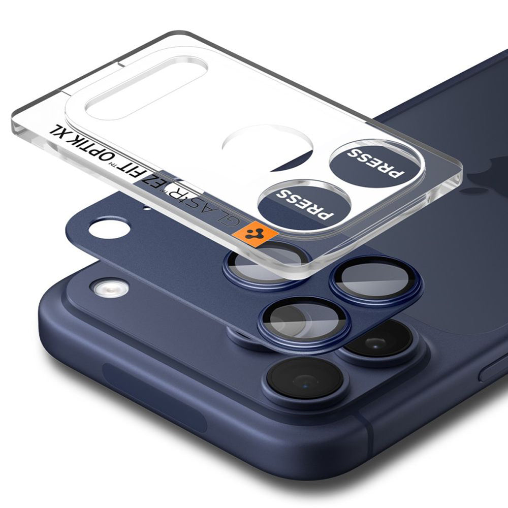 Skyddsfilm för bakre kamera Spigen GlastR EZ FIT Optik Pro XL för Apple iPhone 17 Pro Max, Härdat Glas, Blå AGL10651