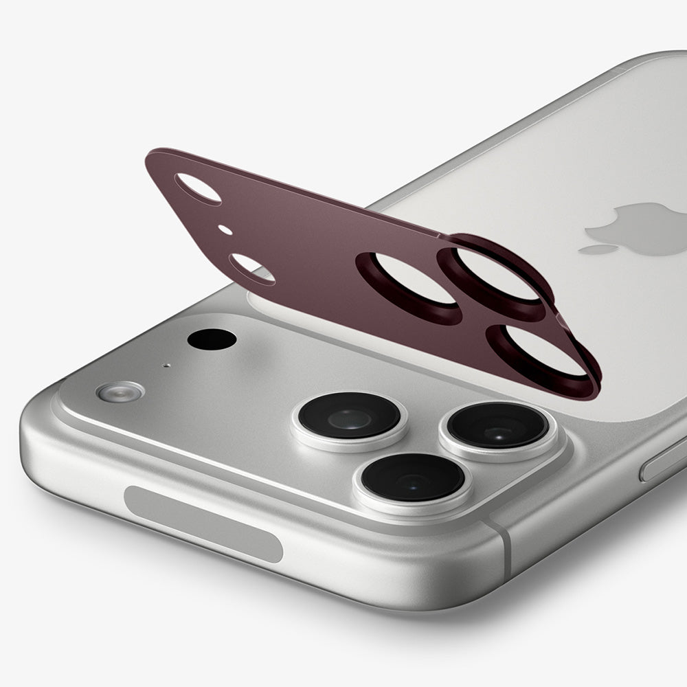 Skyddande bakre kameralinsfilm Spigen GlastR EZ FIT Optik Pro XL för Apple iPhone 18 Pro, härdat glas, vinröd AGL12036