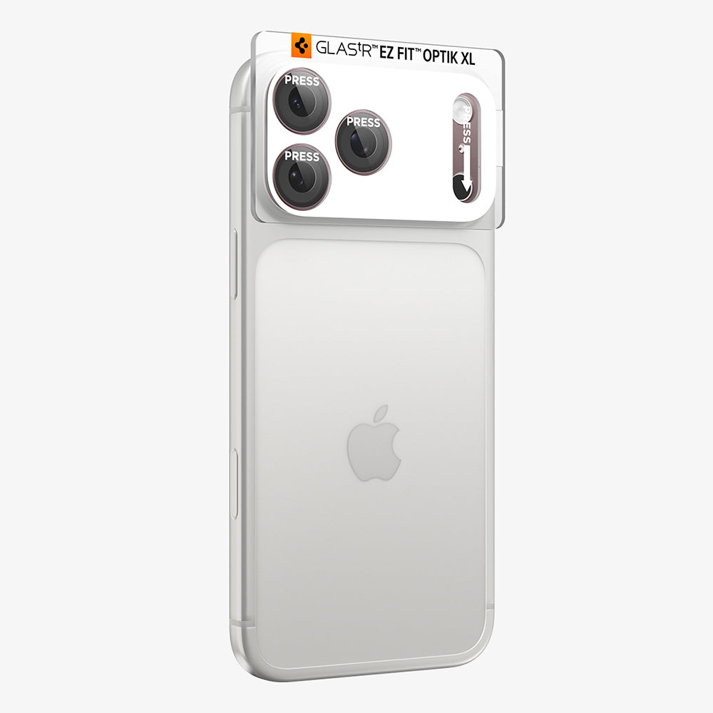 Skyddande bakre kameralinsfilm Spigen GlastR EZ FIT Optik Pro XL för Apple iPhone 18 Pro, härdat glas, vinröd AGL12036