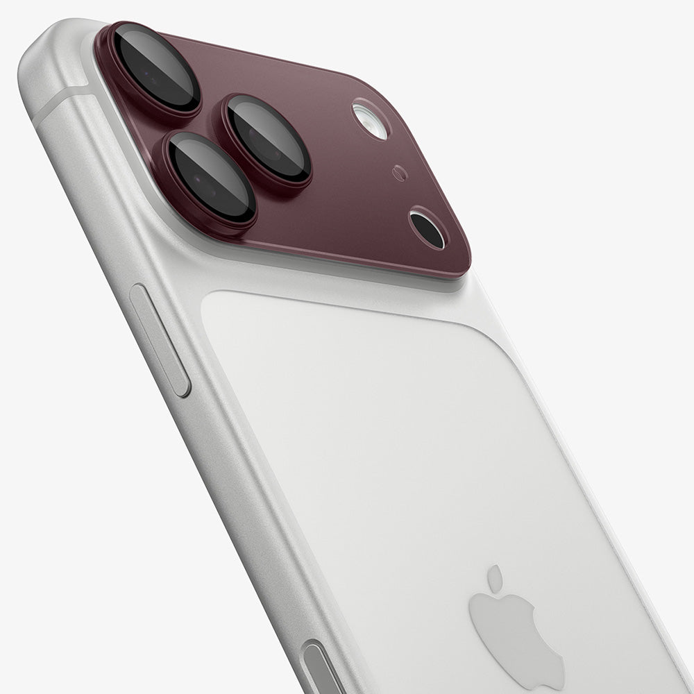 Skyddande bakre kameralinsfilm Spigen GlastR EZ FIT Optik Pro XL för Apple iPhone 18 Pro, härdat glas, vinröd AGL12036