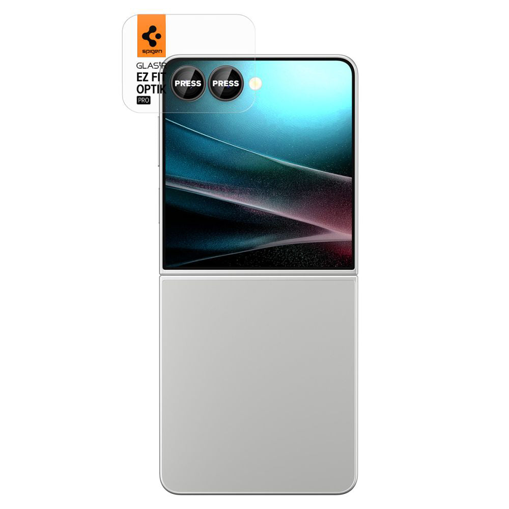 Skyddsfilm för bakre kameran Spigen GlastR EZ FIT Optik Pro HD för Samsung Galaxy Z Flip7 F766, Härdat glas, Set med 2 stycken, Svart AGL09587