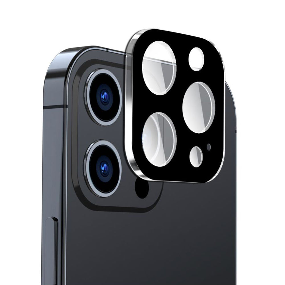 Techsuit Rear Camera Protective Film for Apple iPhone 15 Pro Max / 15 Pro, Tempered Glass, Black