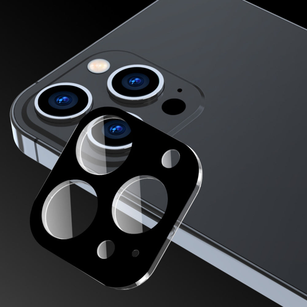 Techsuit Rear Camera Protective Film for Apple iPhone 15 Pro Max / 15 Pro, Tempered Glass, Black