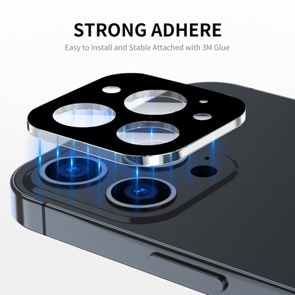 Techsuit Rear Camera Protective Film for Apple iPhone 15 Pro Max / 15 Pro, Tempered Glass, Black