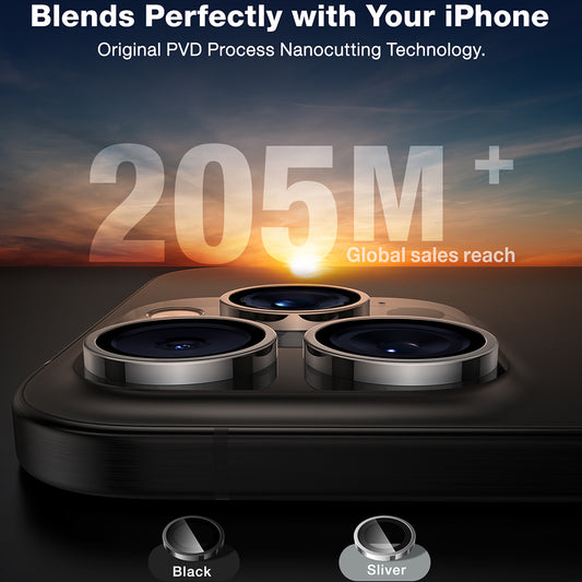 Torras Lensguard bakkameraskyddsfilm för Apple iPhone 16 Pro Max / 16 Pro, härdat glas, svart