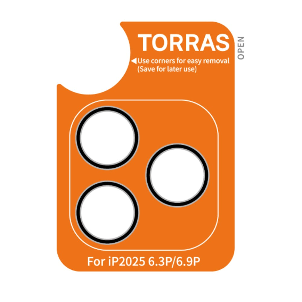 Torras Lensguard bakkameraskyddsfilm för Apple iPhone 17 Pro Max / 17 Pro, härdat glas, svart