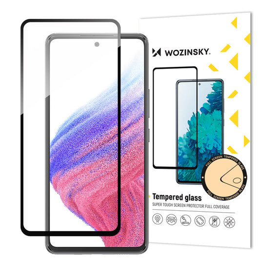 WZK Skärmskydd för Samsung Galaxy A54 A546, Skärmad glas, Full Glue, Svart