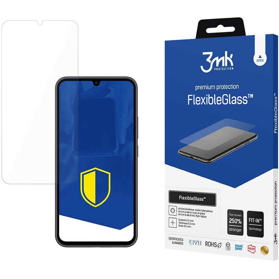 3MK FlexibleGlass skärmskydd för Samsung Galaxy A34 A346, Flexibelt glas, Fullt lim