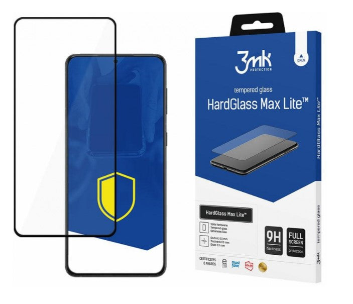Skärmskydd 3MK HardGlass Max Lite för Samsung Galaxy S22 5G S901, glassköld, helt limmat, svart