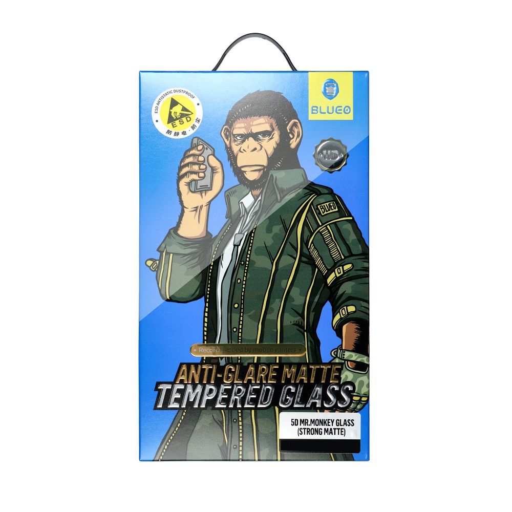 Blueo Screen Protector for Apple iPhone 15 Pro Max, Tempered Glass, Full Glue, 5D, Black