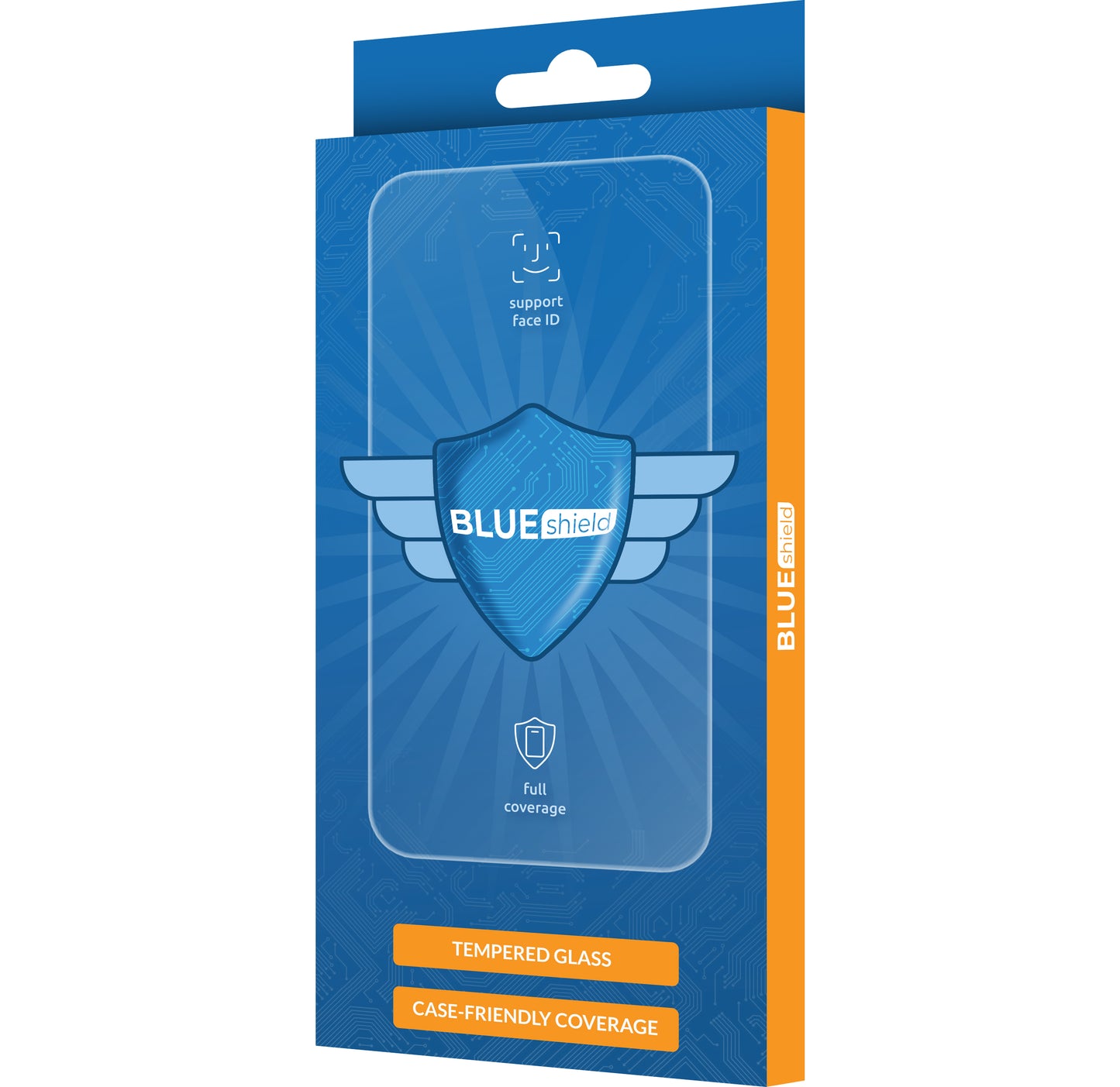 BLUE Shield skärmskydd för Samsung Galaxy S23 FE S711, skiktat glas, full limning, Case Friendly, svart
