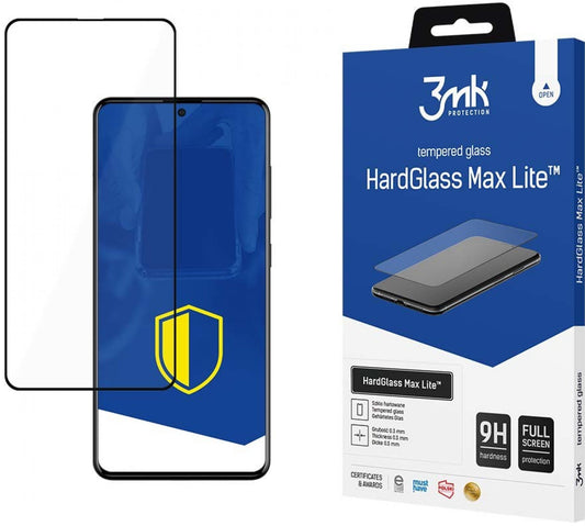 Skärmskyddsfilm 3MK HardGlass Max Lite för Samsung Galaxy A51 A515 / A52s 5G A528 / A52 5G A526, glasskyddad, helt limmad, svart