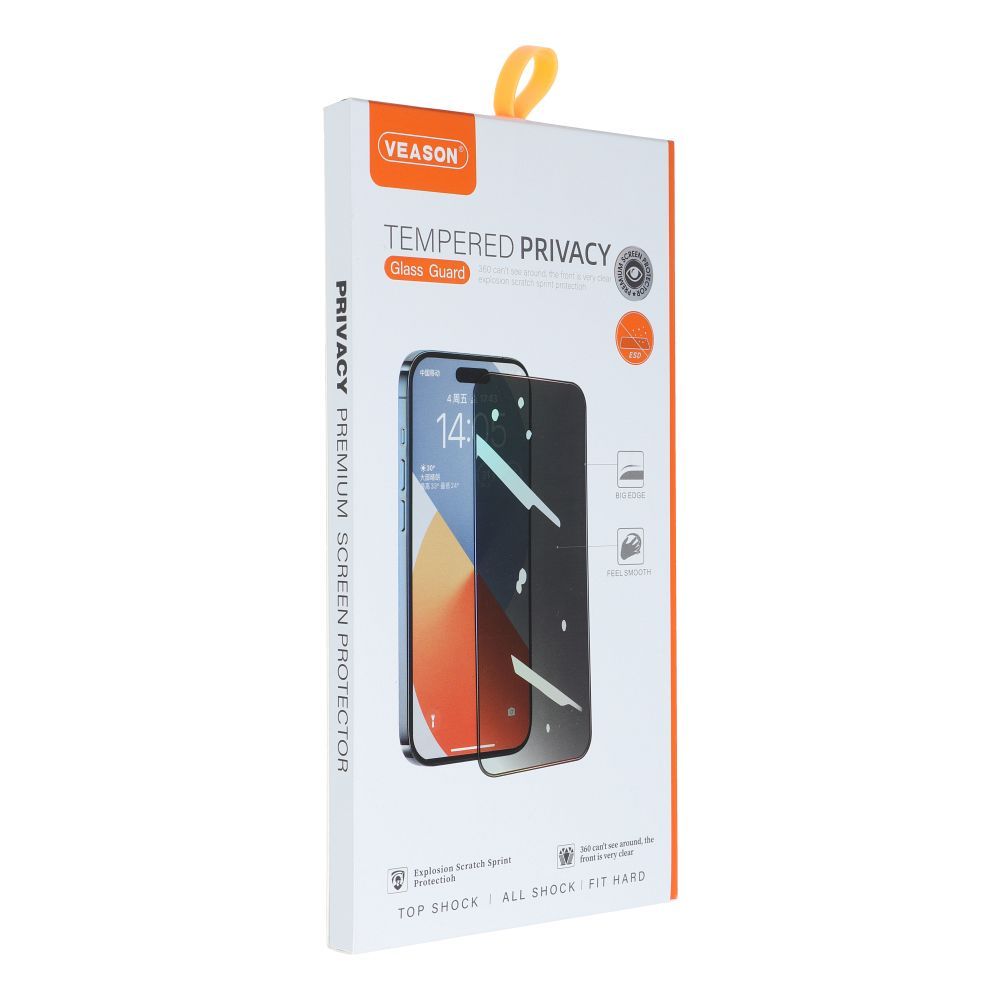 Protective Screen Privacy Veason Screen Protector for Apple iPhone 15 Pro, Glass Protected, Full Glue, 6D