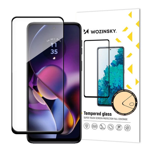 WZK Skärmskydd för Motorola Moto G54, Skärmad glas, Full Glue, Svart