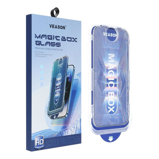 Skyddande skärmskydd Veason PRO för Apple iPhone 15, glasskyddat, full limning, 6D, svart