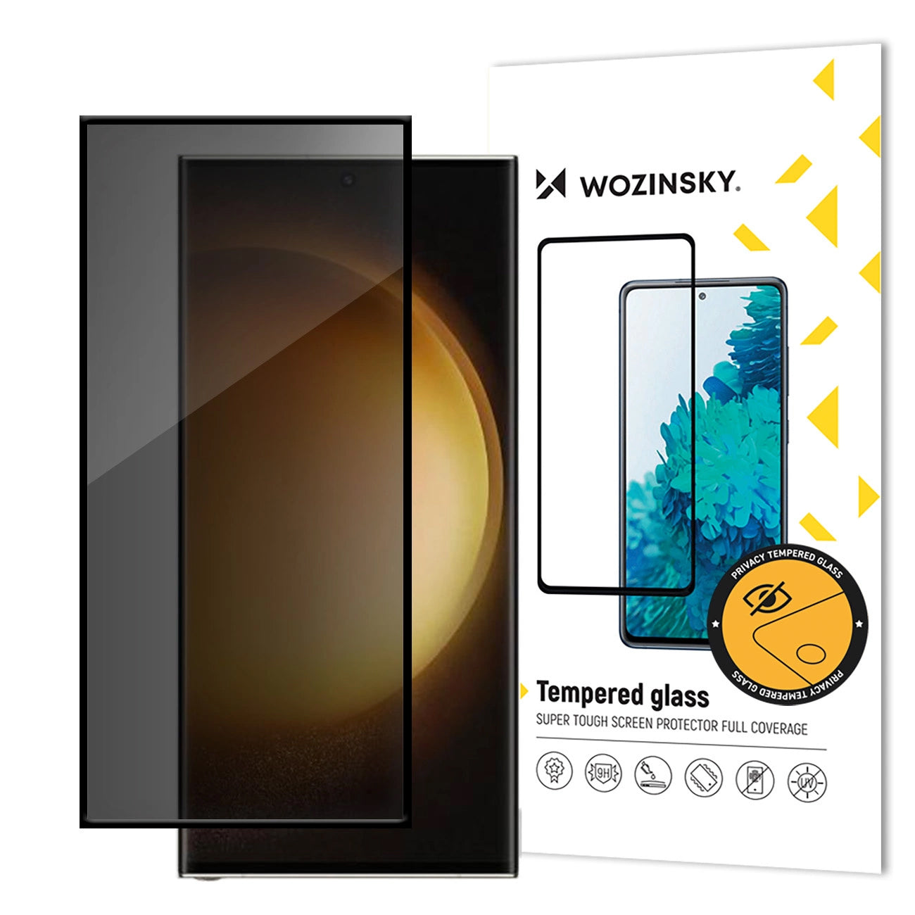 WZK AntiSpy Privacy skärmskydd för Samsung Galaxy S24 Ultra S928, skyddsglas, full limning