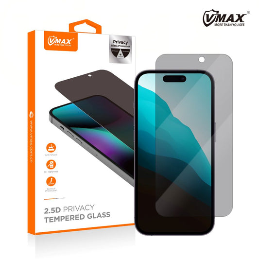 Skärmskydd Privacy Vmax för Apple iPhone 16 Pro, skyddsglas, full limning, 2,5D
