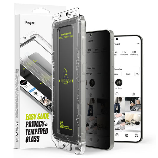Skärmskyddsfolie Privacy Ringke Easy Slide för Samsung Galaxy S25 S931 / S24 S921, Härdat Glas, Full Lim, Set med 2 stycken