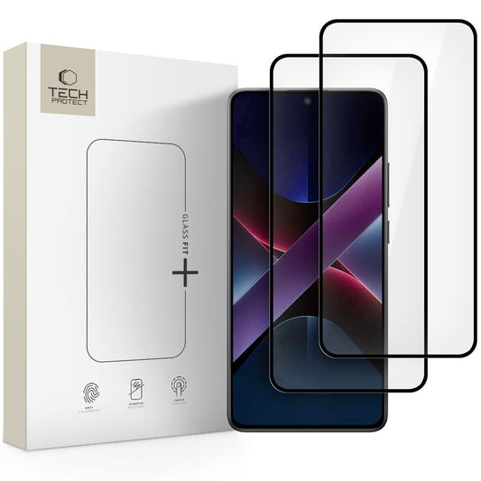 Skärmskydd Tech-Protect FIT+ för Xiaomi Poco X7 Pro, Härdat Glas, Full Lim, Set om 2 stycken, 2.5D