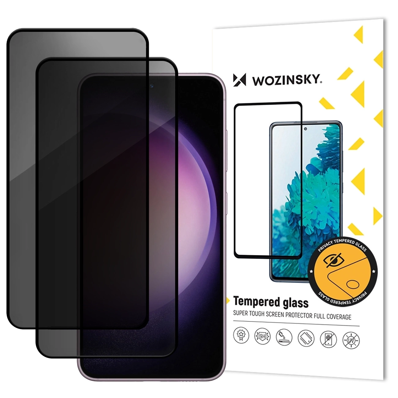 Privacy-skärmskydd WZK AntiSpy för Samsung Galaxy A17 4G / A17 5G, Härdat glas, Fullt lim, Set om 2 stycken
