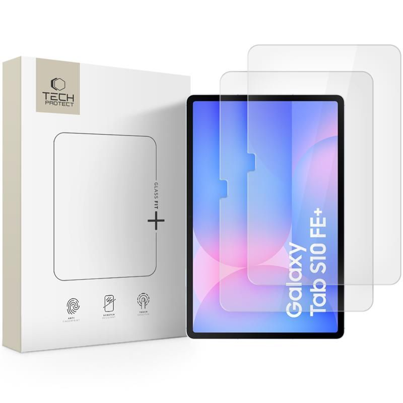 Skärmskydd Tech-Protect FIT+ för Samsung Galaxy Tab S10 FE+, Härdat Glas, Full Glue, Set med 2 stycken, 2.5D