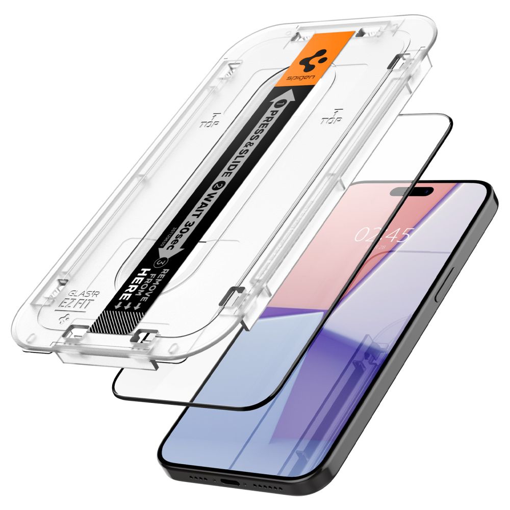 Skärmskydd Spigen GlastR EZ FIT HD för Apple iPhone 15, Härdat Glas, Full Lim, 2.5D, Svart AGL06908