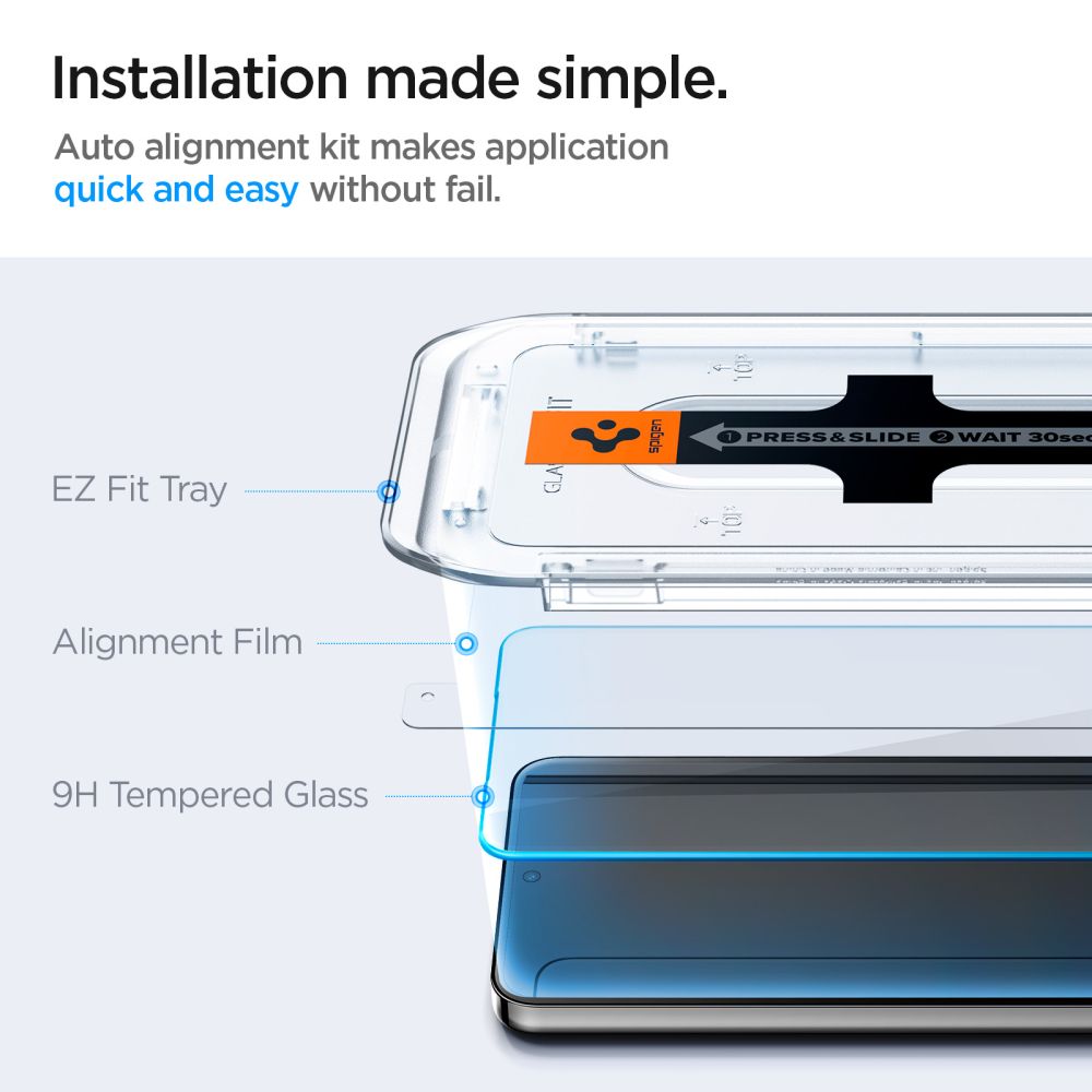 Skärmskydd Spigen GlastR EZ FIT för Samsung Galaxy S25+ S936 / S24+ S926, Härdat Glas, Full Lim, Set med 2 stycken AGL07432