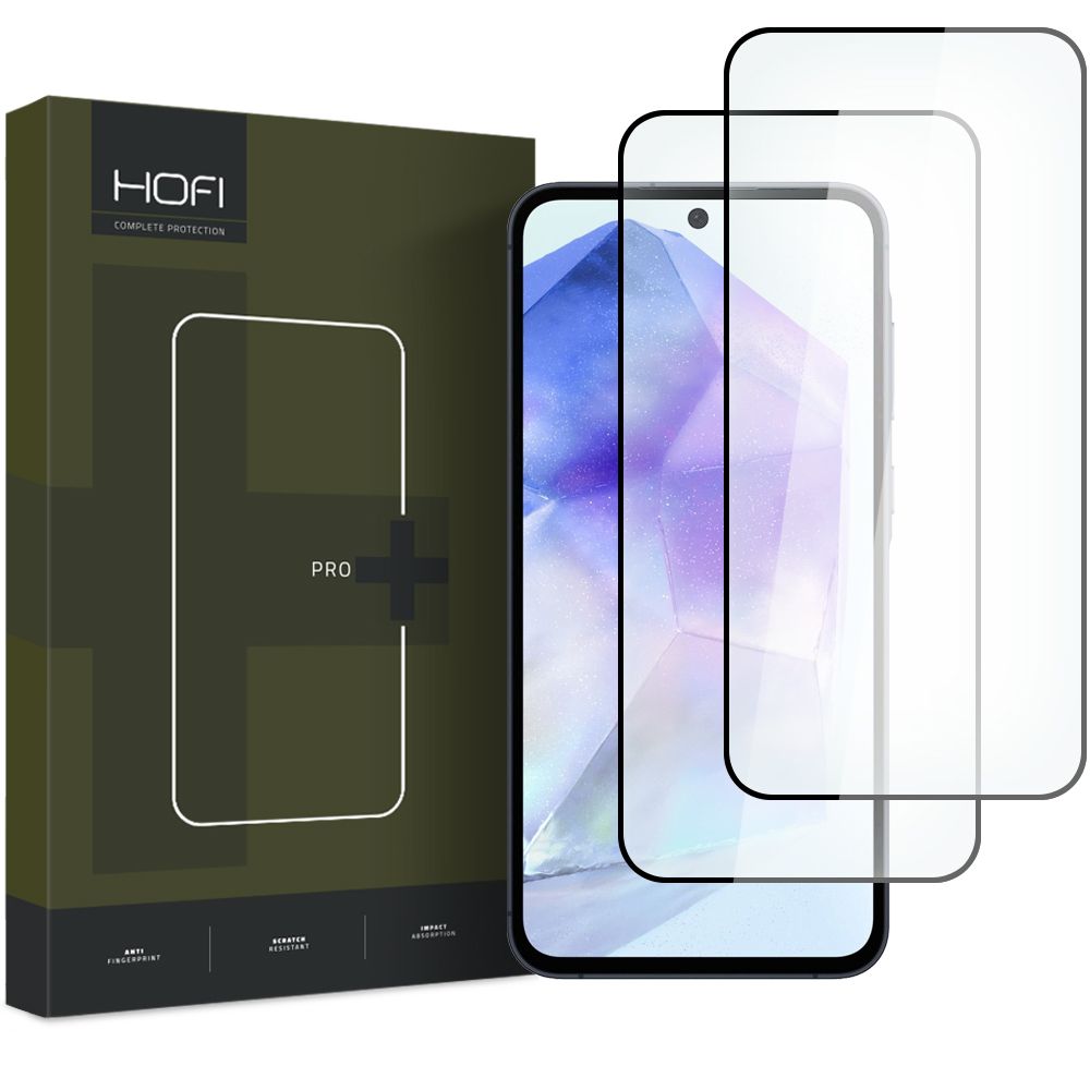Skärmskydd HOFI Glass PRO+ för Samsung Galaxy A55 5G A556 / A35 5G A356, Härdat Glas, Full Lim, Set om 2 stycken, 2.5D, Svart