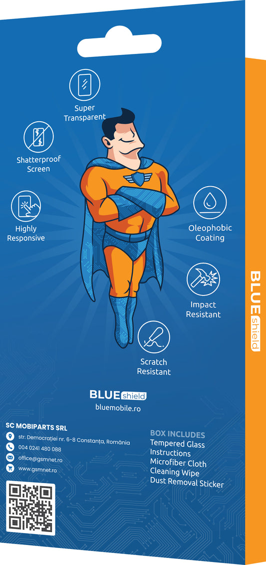 Blue Shield-skärmskydd för Xiaomi Redmi Note 13 Pro+, skiktat glas, kantlim, fodralvänligt, svart