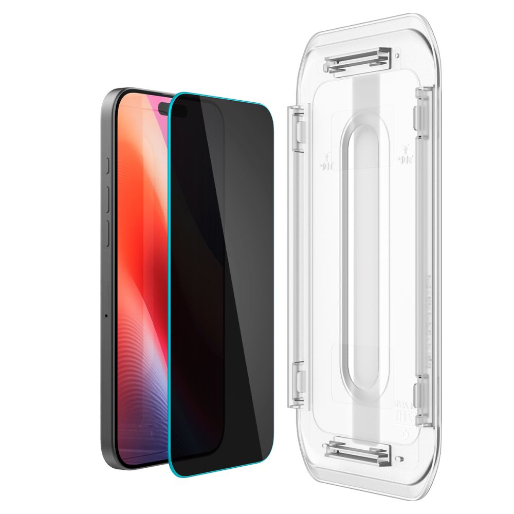 Skärmskydd Privacy Spigen GlastR EZ FIT för Apple iPhone 17 Pro Max / 16 Pro Max, Härdat Glas, Full Lim, Set med 2 stycken AGL07908