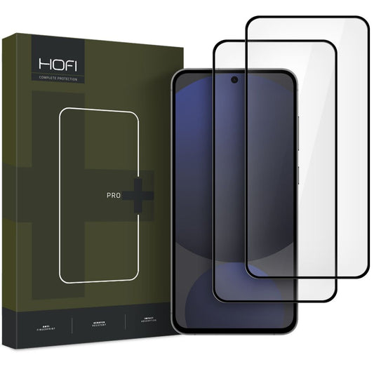 HOFI Glass PRO+ skärmskydd för Samsung Galaxy S24 FE S721, skiktat glas, helt limmat, set om 2 delar, 2,5D, svart