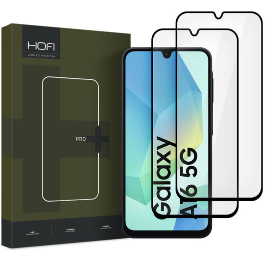 HOFI Glass PRO+ skärmskydd för Samsung Galaxy A16 5G A166 / A16 4G A165, skyddsglas, full limning, set 2 delar, 2,5D, svart