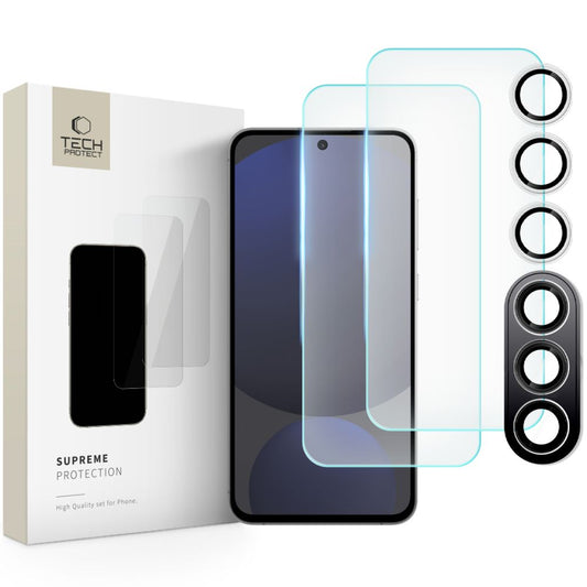 Tech-Protect Supreme Skyddsfilm för bakre skärm och kamera för Samsung Galaxy S24 FE S721, glasskyddad, full limning, 2,5D