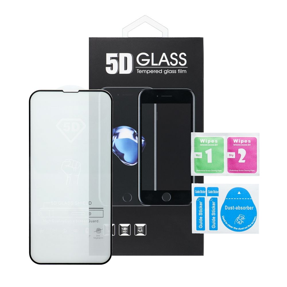 Skärmskydd OEM för Apple iPhone 17 Pro Max, Härdat Glas, Full Lim, 5D, Svart