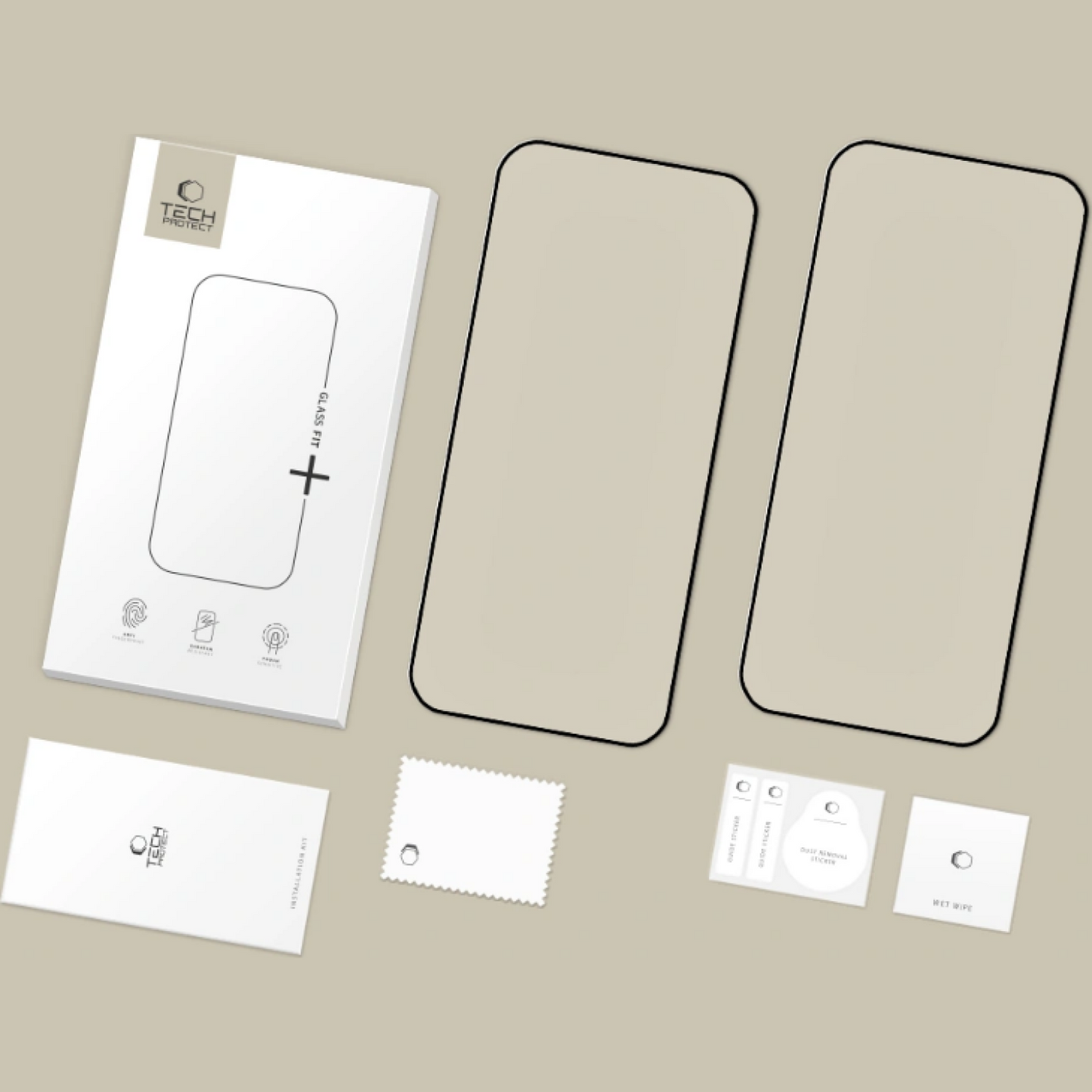 Skärmskydd Tech-Protect FIT+ för Xiaomi Poco F8 Ultra, Härdat Glas, Fullt Lim, Set om 2 stycken, 2.5D, Svart