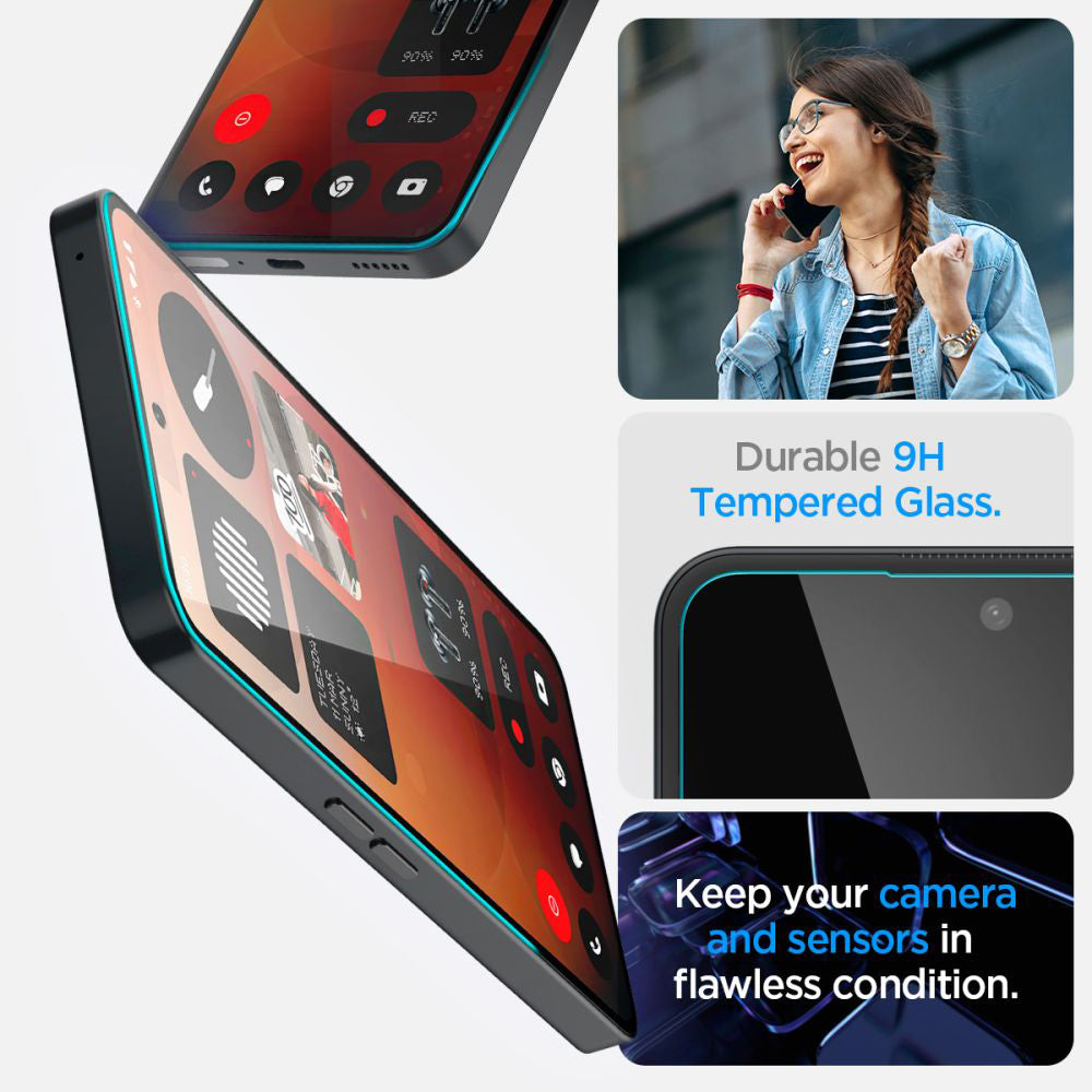 Skyddsfilm Clear Spigen GlastR EZ FIT för Nothing Phone (3a) / Phone (3a) Pro, Härdat Glas, Full Glue AGL09429