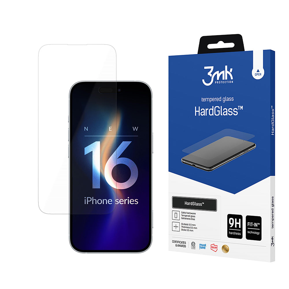 Skärmskydd 3MK HardGlass för Apple iPhone 16 Pro, Härdat Glas, Fullt Lim