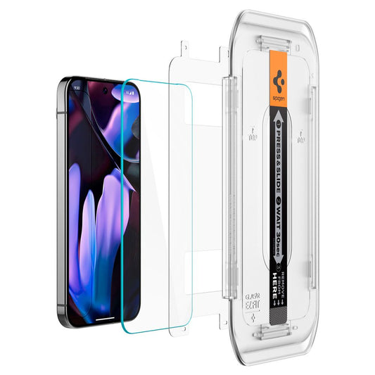 Spigen EZ FIT skärmskydd för Google Pixel 9 / 9 Pro, glasskyddat, full limning, set 2 delar, 2,5D AGL08442 AGL08442