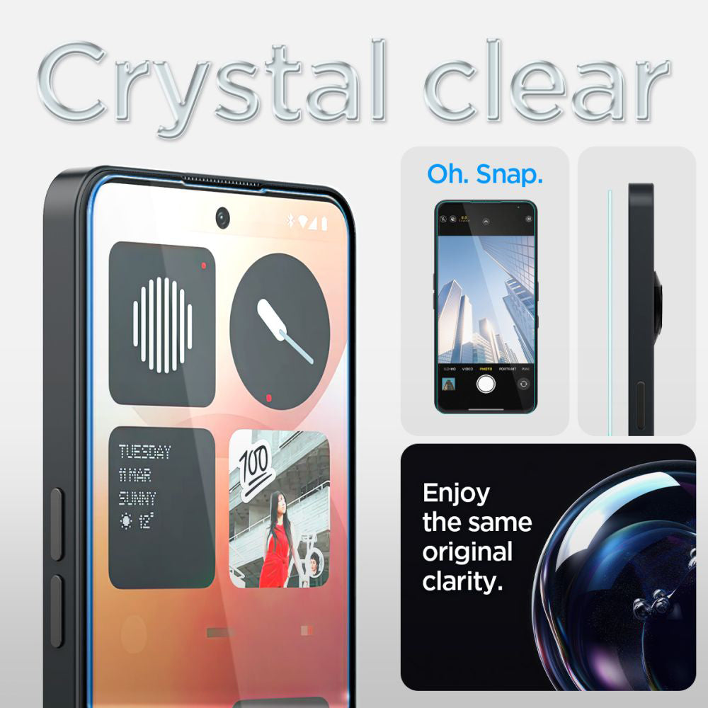 Skyddsfilm Clear Spigen GlastR EZ FIT för Nothing Phone (3a) / Phone (3a) Pro, Härdat Glas, Full Glue AGL09429
