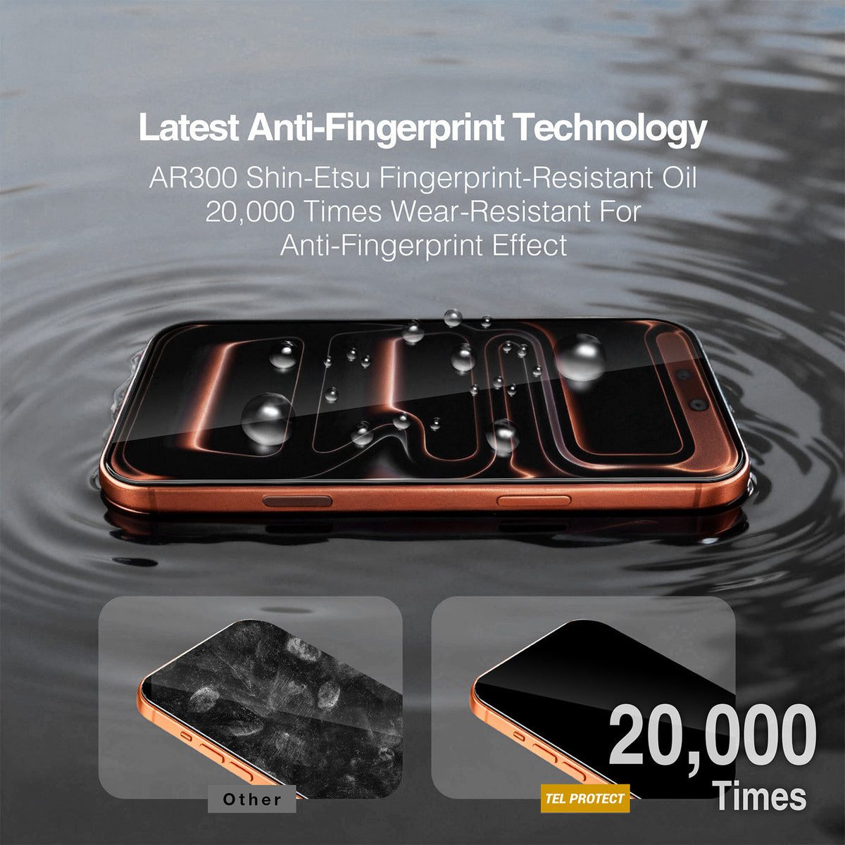 Tel Protect 10X HD DLC Diamond Coating skärmskydd för Apple iPhone 18 Pro Max / 17 Pro Max, härdat glas, helklistrat, svart