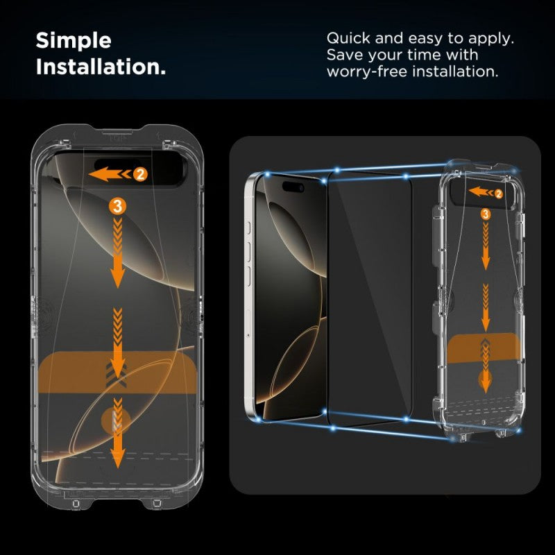 Skärmskydd Tech-Protect Quick Set+ för Apple iPhone 17e / 16e / 14 / 13 Pro, Härdat Glas, Full Lim, Set med 2 stycken, Svart