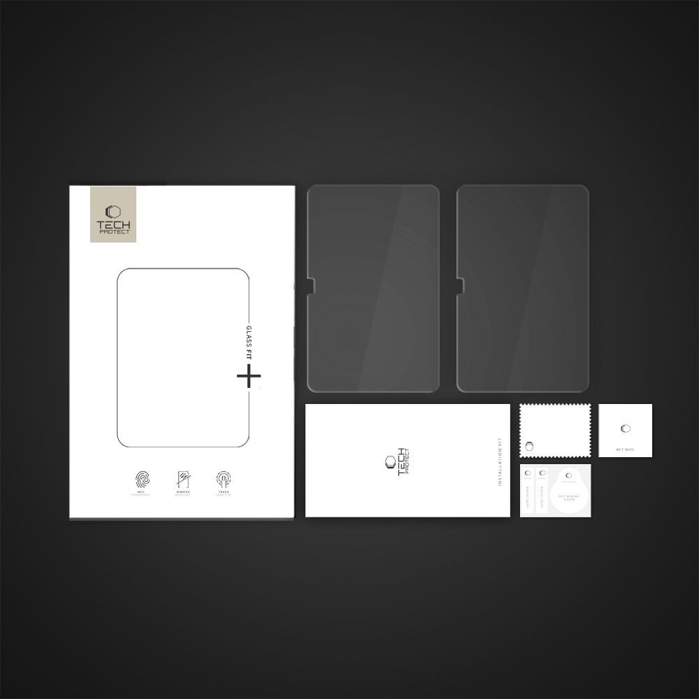 Skärmskydd Tech-Protect FIT+ för Samsung Galaxy Tab S10 FE+, Härdat Glas, Full Glue, Set med 2 stycken, 2.5D